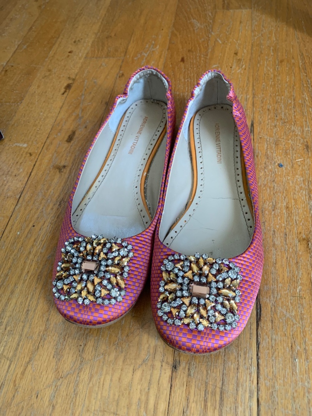 Adrienne Vittadini pink rhinestones flats